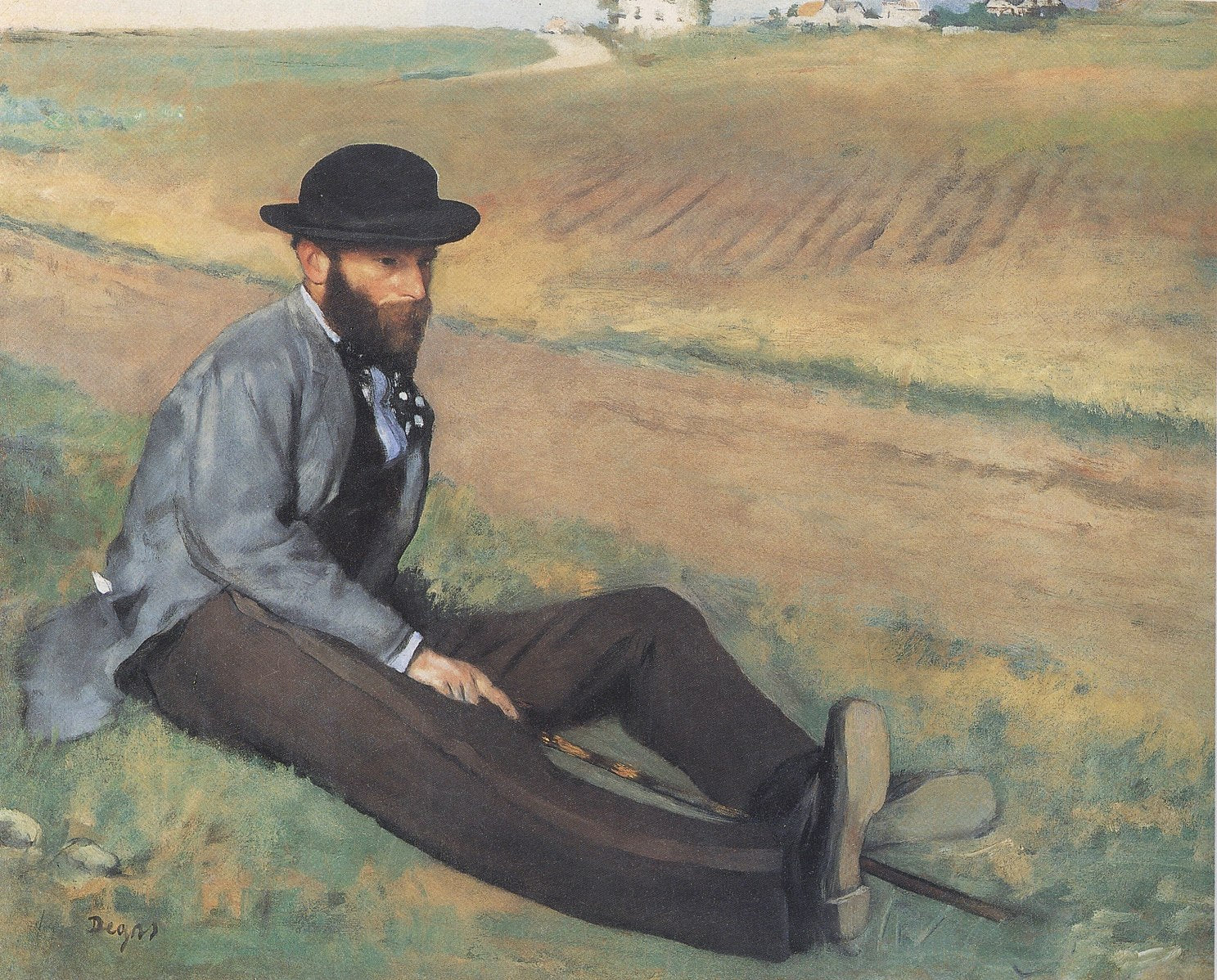 Eugene Manet Painting by Edgar Degas Reproduction Oil on Canvas
