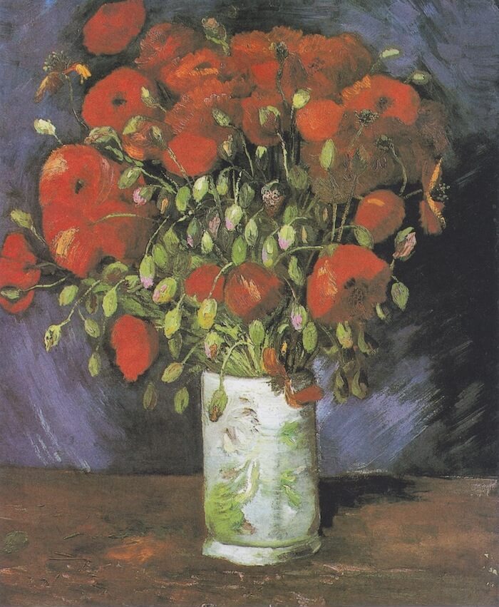 Vase with Poppies, 1886 by Van Gogh Reproduction for Sale - Blue Surf Art