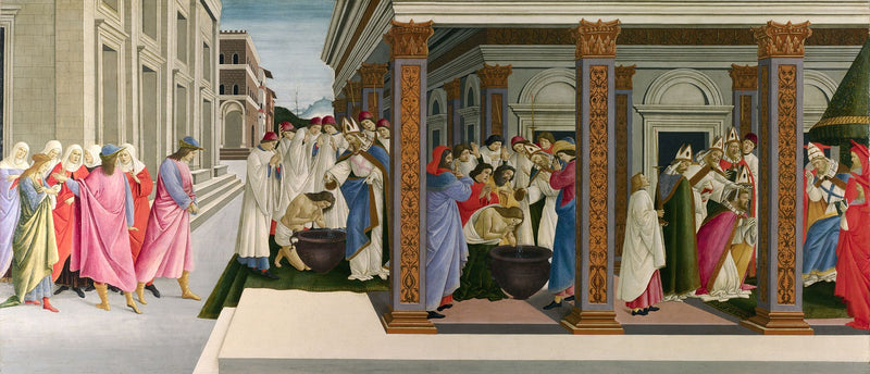 Baptism of St. Zenobius and His Appointment as a Bishop by Sandro Botticelli I Blue Surf Art