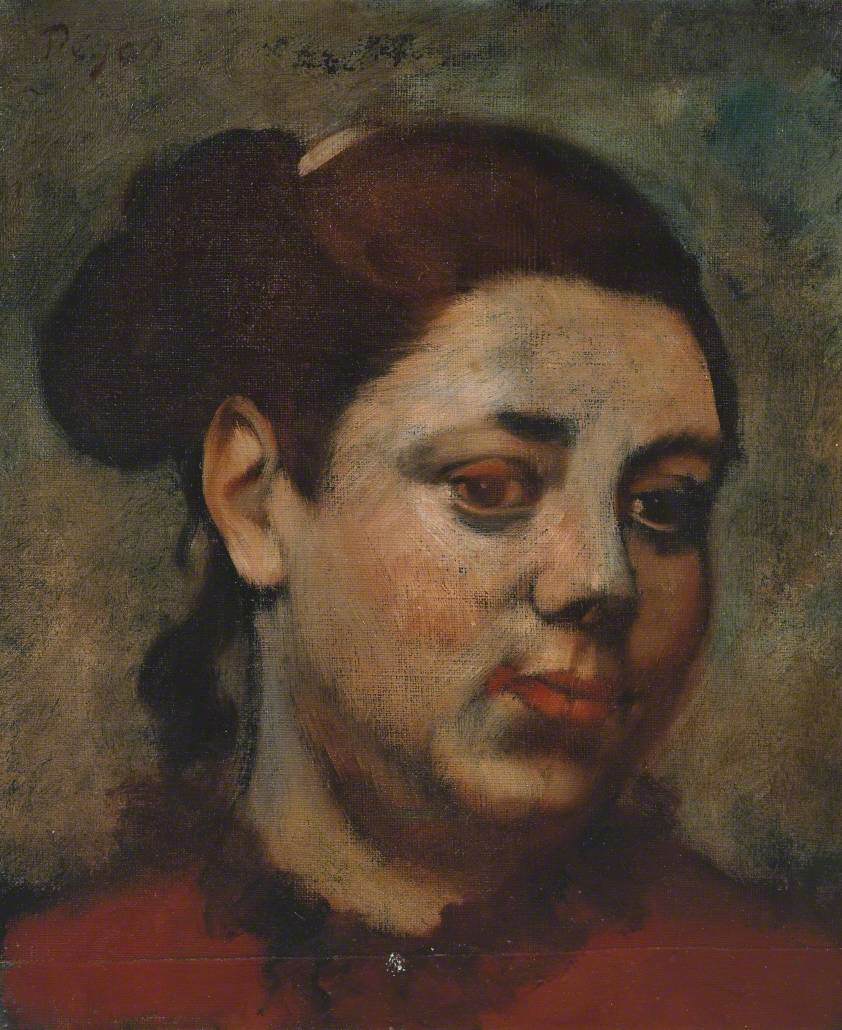 Head of a Woman Painting by Edgar Degas Reproduction Oil on Canvas. Blue Surf Art .com