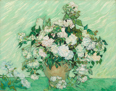 Still Life Vase with Roses 1890 by Vincent van Gogh Reproduction for Sale - Blue Surf Art
