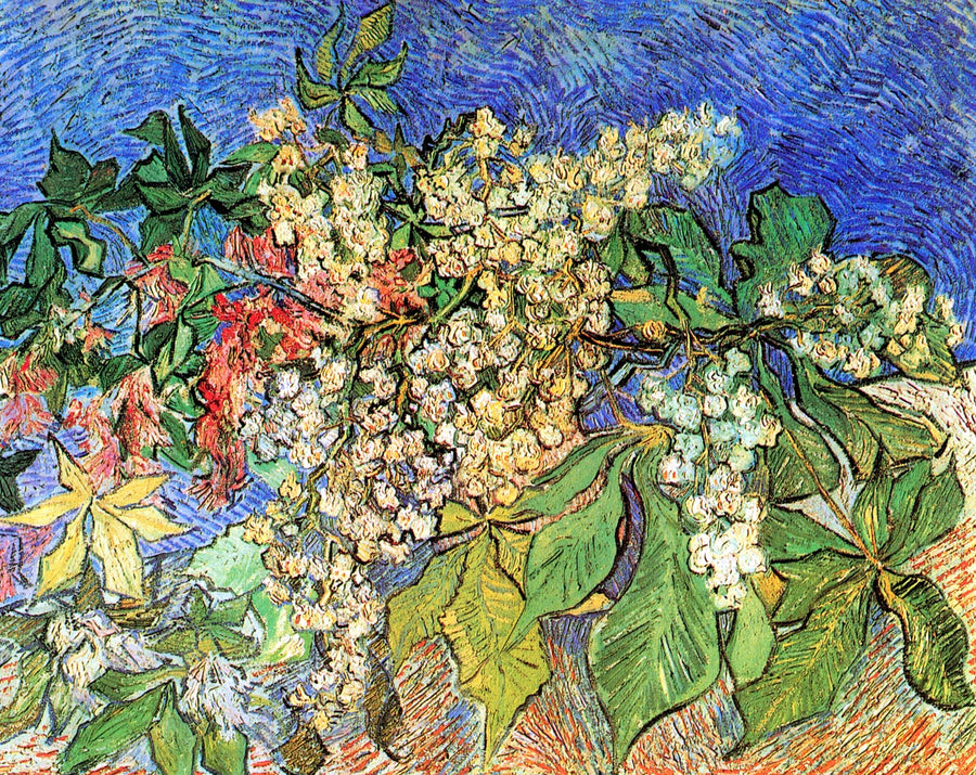 Blossoming Chestnut Branches 1890 by Vincent van Gogh Reproduction for Sale - Blue Surf Art