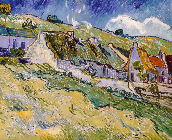 Thatched Cottages, 1890 by Vincent van Gogh Reproduction Painting for Sale - Blue Surf Art