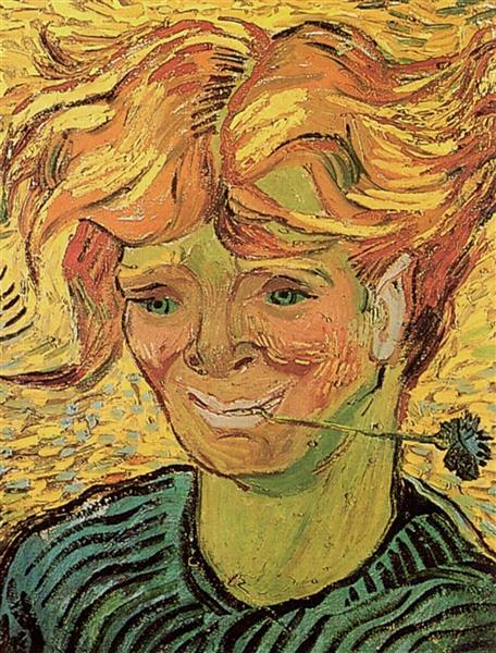 Young Man with Cornflower by Vincent van Gogh Reproduction Painting for Sale - Blue Surf Art