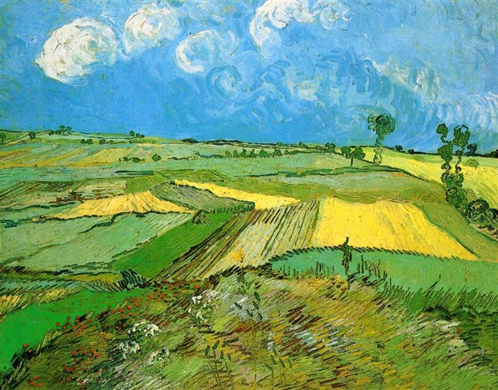 Wheat Fields at Auvers Under Clouded Sky by Vincent van Gogh Reproduction Painting for Sale - Blue Surf Art