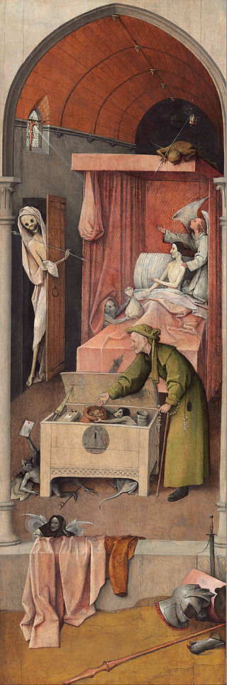 Death and the Miser by Hieronymus Bosch I Blue Surf Art