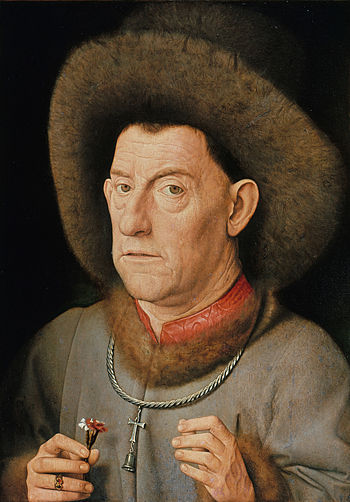 Portrait of a Man with Carnation by Jan Van Eyck Reproduction Painting by Blue Surf Art