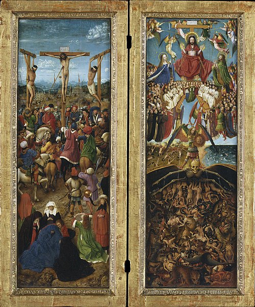 Crucifixion and Last Judgement diptych by Jan Van Eyck Reproduction Painting by Blue Surf Art