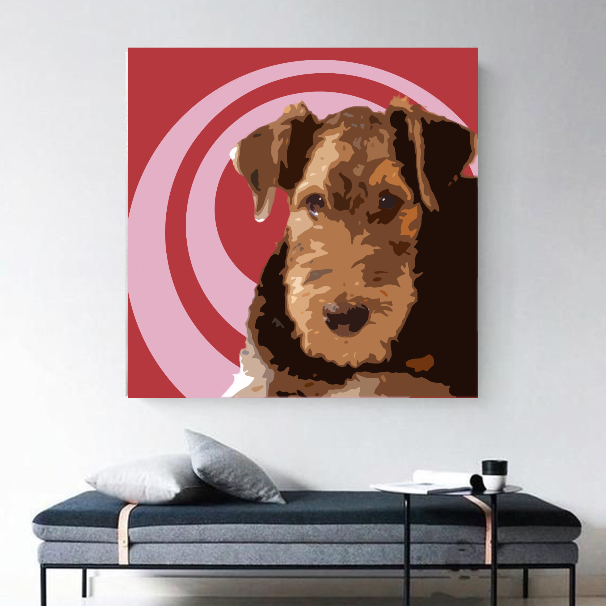Airedale Terrier Canvas Art Painting Animal Pop Art Handmade Art