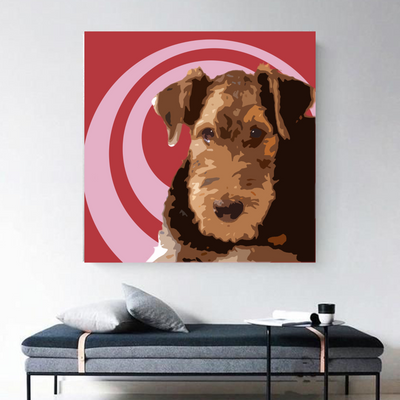 Airedale Terrier Canvas Art Painting Animal Pop Art Handmade Art