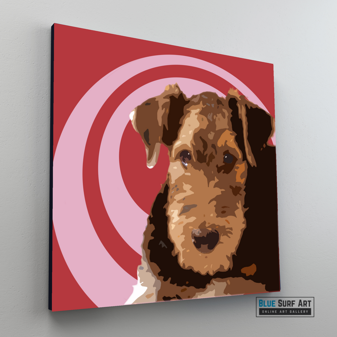 Airedale Terrier Canvas Art Painting Animal Pop Art Handmade Art