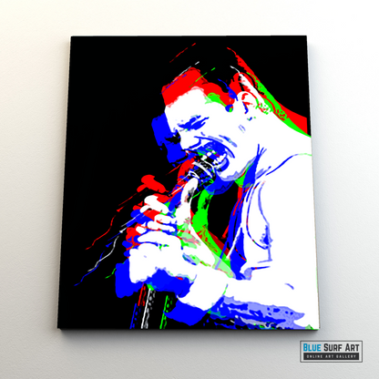 Queen, Freddie Mercury, Wall Art, Painting, Queen Freddie on Stage Signing Painting, Queen UK Band Prints, Queen Original Oil Art