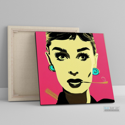 Audrey Hepburn with Pink Background