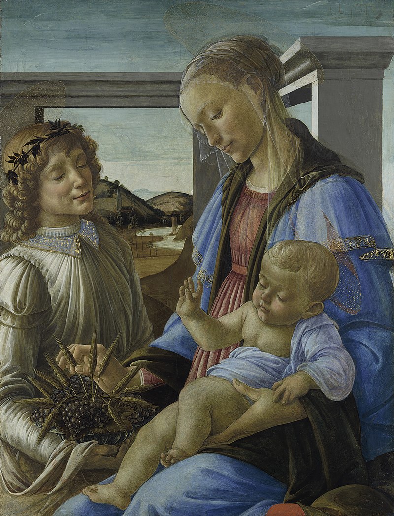 Virgin and Child with an Angel by Sandro Botticelli I Blue Surf Art