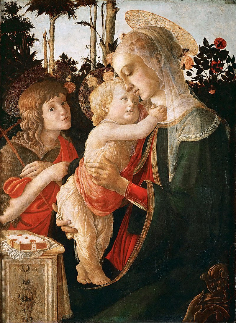 Madonna and Child with St. John the Baptist by Sandro Botticelli I Blue Surf Art