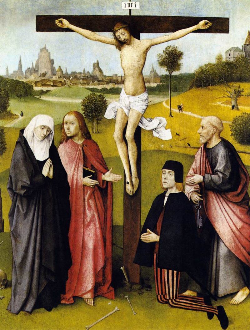 Crucifixion with a Donor (Bosch) by Hieronymus Bosch I Blue Surf Art