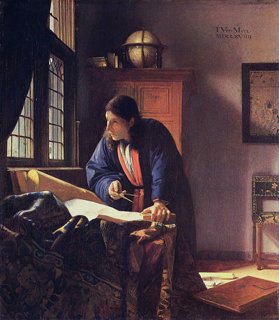 The Geographer  by Johannes Vermeer Reproduction Painting by Blue Surf Art