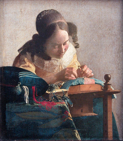 The Lacemaker by Johannes Vermeer Reproduction Painting by Blue Surf Art
