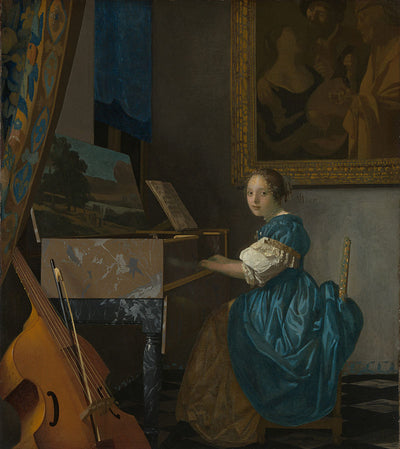 Lady Seated at a Virginal  by Johannes Vermeer Reproduction Painting by Blue Surf Art