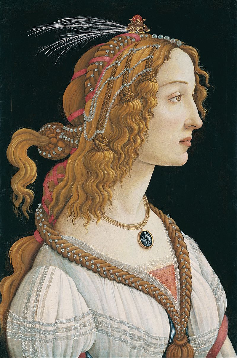 Portrait of a Young Woman (Botticelli, Frankfurt) by Sandro Botticelli I Blue Surf Art