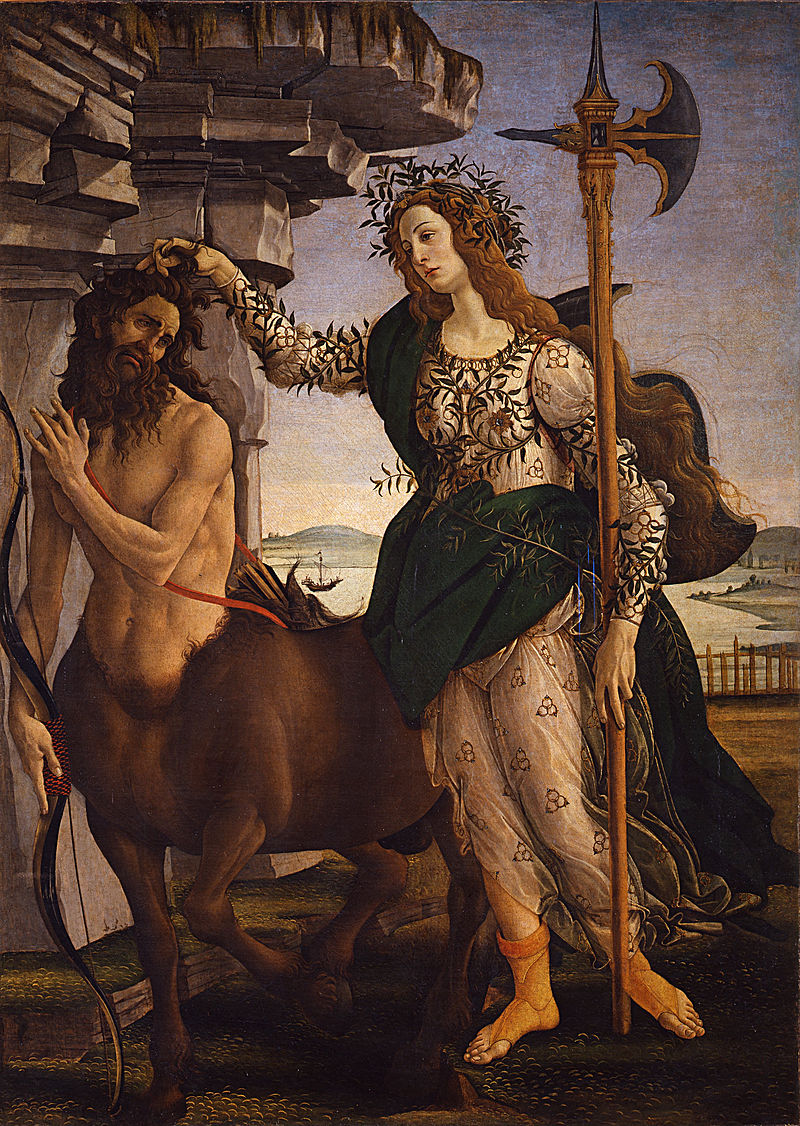 Pallas and the Centaur by Sandro Botticelli I Blue Surf Art