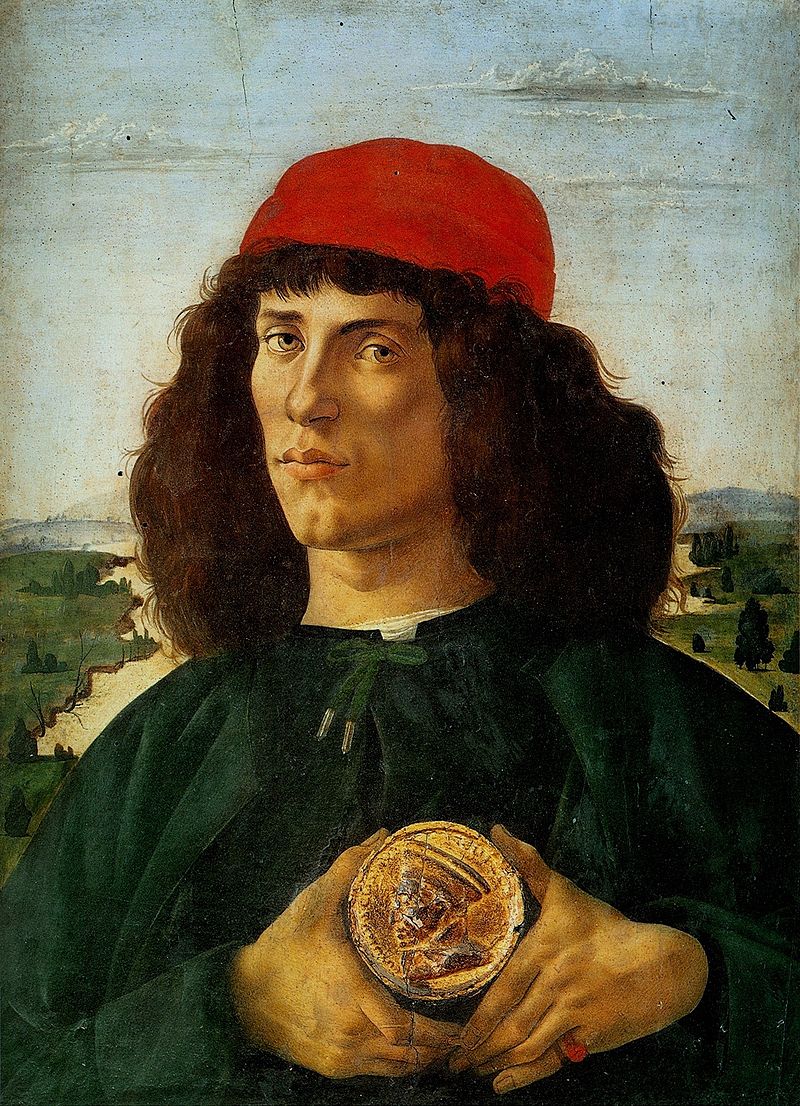 Portrait of a Man with a Medal of Cosimo the Elder by Sandro Botticelli I Blue Surf Art
