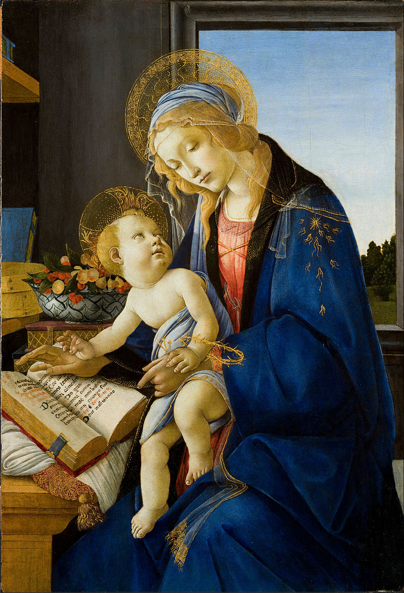 Madonna of the Book by Sandro Botticelli I Blue Surf Art