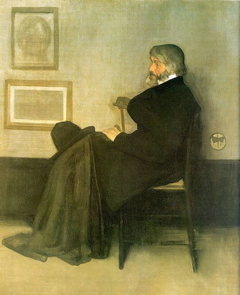 Arrangement in Grey and Black, No. 2: Portrait of Thomas Carlyle by James Abbott McNeill Whistler Reproduction Painting by Blue Surf Art