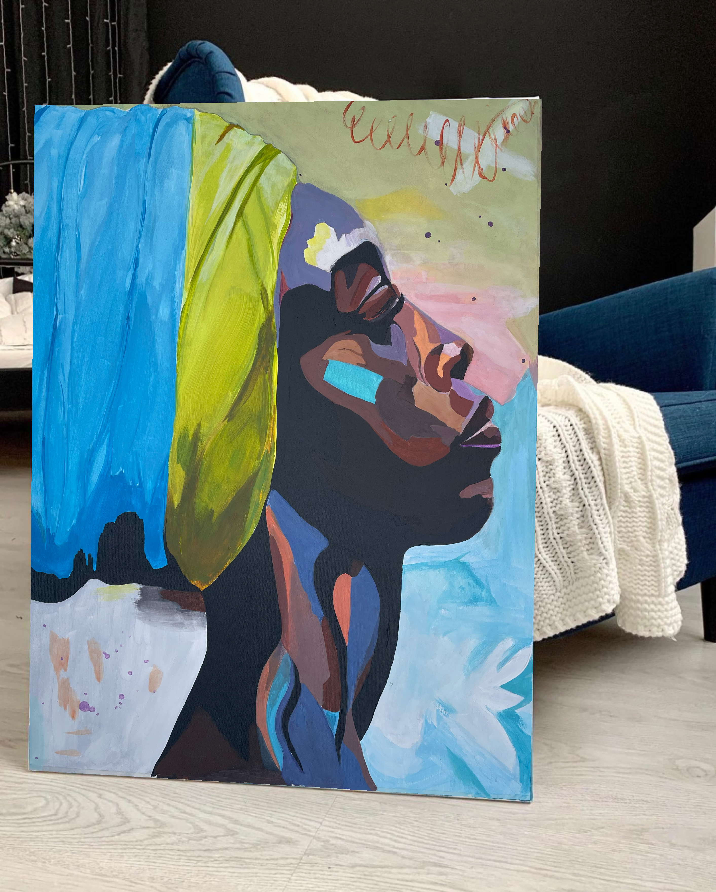 African beauty wall art, woman model canvas art, African woman canvas painting