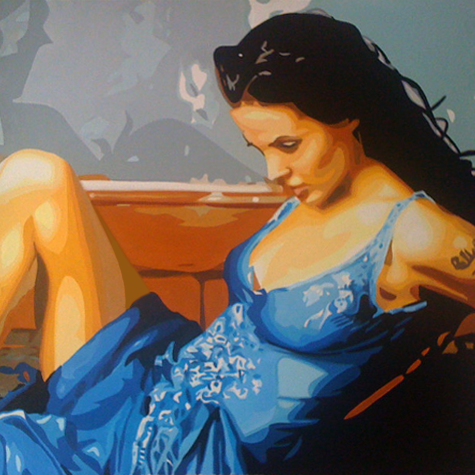 Angelina Jolie Original Oil Painting on Canvas by Blue Surf Art 