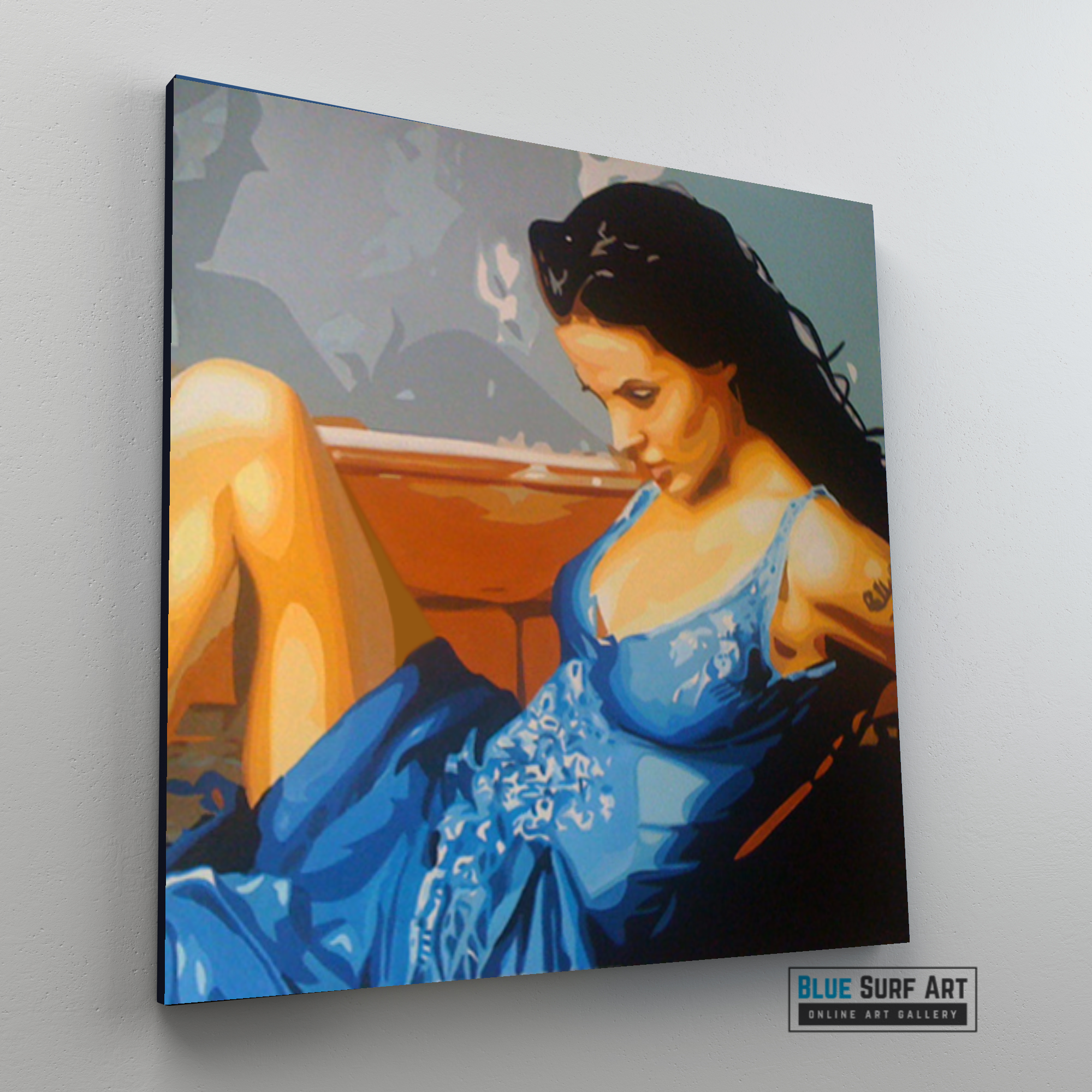 Angelina Jolie Original Oil Painting on Canvas by Blue Surf Art 