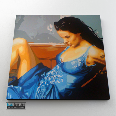 Angelina Jolie Original Oil Painting on Canvas by Blue Surf Art 