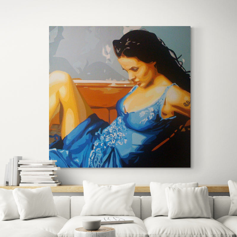 Angelina Jolie Original Oil Painting on Canvas by Blue Surf Art 