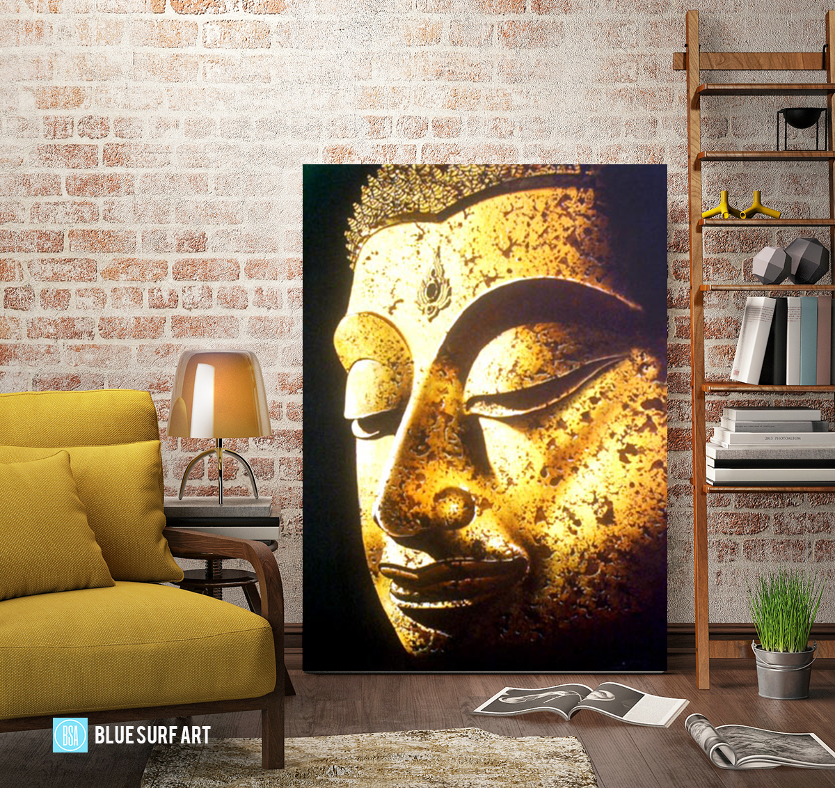 Golden Chiangsaen Buddha Oil Painting on Canvas