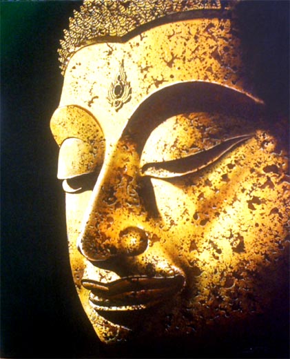 Golden Chiangsaen Buddha Oil Painting on Canvas