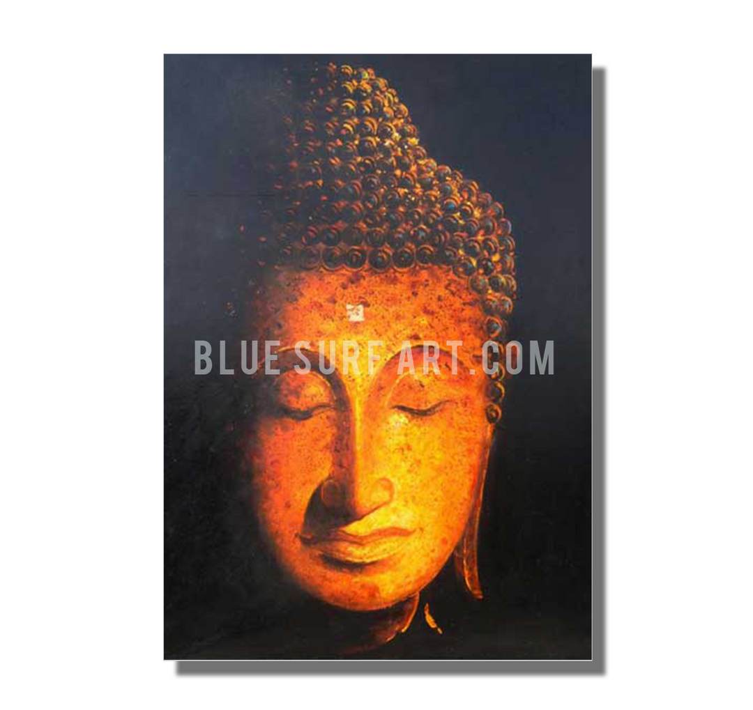 Golden Sukhothai Buddha with white background Oil Painting on Canvas by Blue Surf Art
