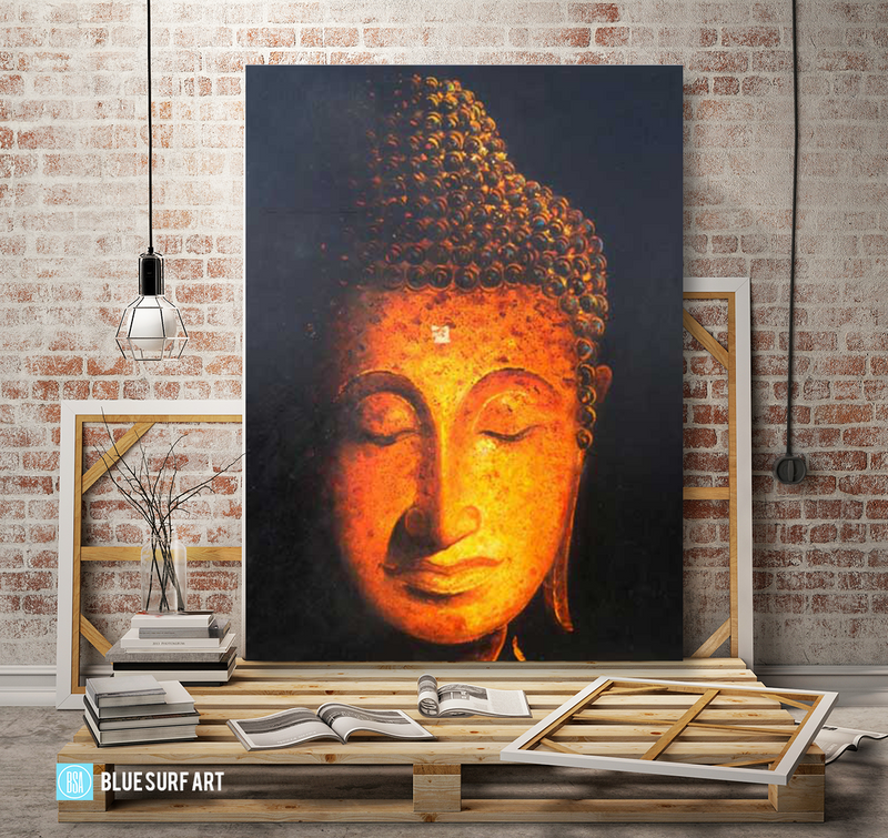Golden Sukhothai Buddha - studio showcase Oil Painting on Canvas by Blue Surf Art