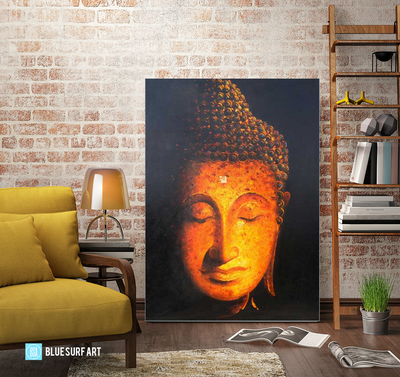 Golden Sukhothai Buddha - living room showcase Oil Painting on Canvas by Blue Surf Art