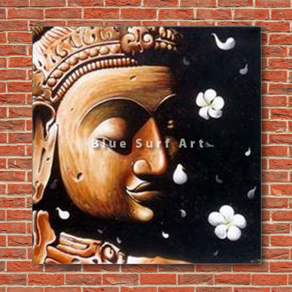 Dvaravati Buddha Oil Painting on Canvas - red bricks wall