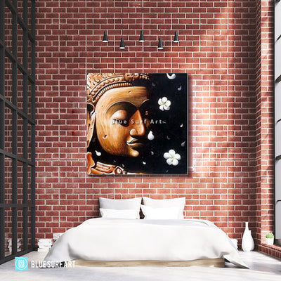 Dvaravati Buddha Oil Painting on Canvas - loft style showcase
