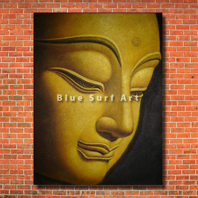 Shakyamuni Buddha Oil Painting on Canvas with a red bricks wall