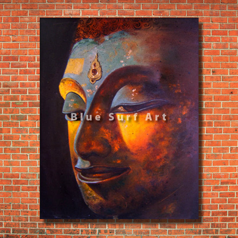 Phra Atchana Buddha Painting with a red bricks wall