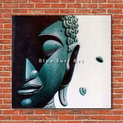 Srivijaya Buddha Oil Painting on Canvas - red bricks wall