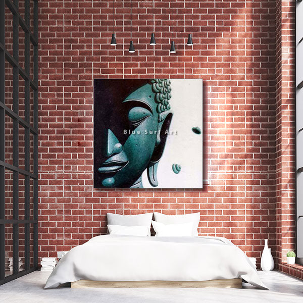Srivijaya Buddha Oil Painting on Canvas - bedroom showcase