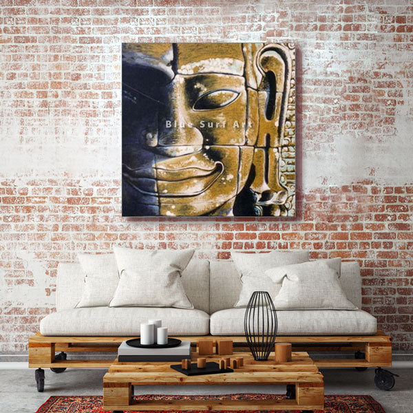 Lopburi Buddha Oil Painting on Canvas - living room showcase
