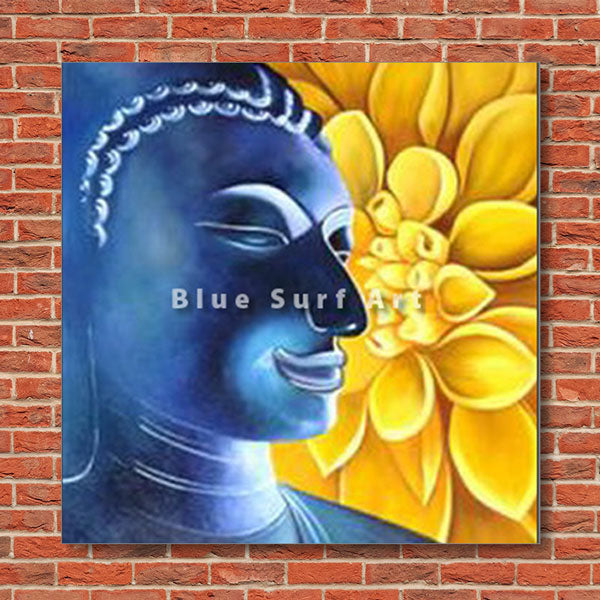 Delight Buddha Oil Painting on Canvas - red bricks wall
