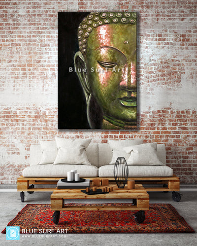 Living room with Thonburi Buddha Oil Painting