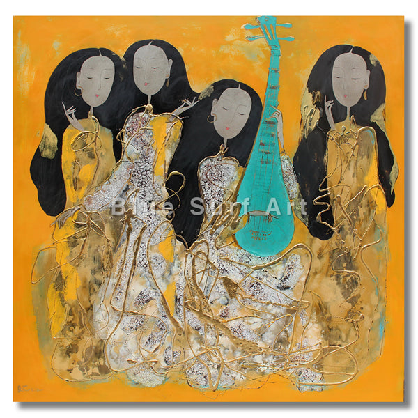 Amusement Asian Art Painting Oil on Canvas 100% Hand Painted Art