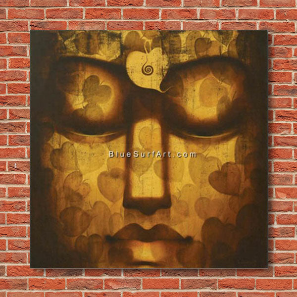 Spiritual Buddha Painting - red bricks wall