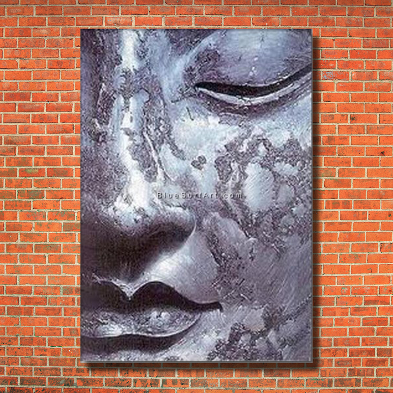Meditation Buddha Painting - red bricks wall